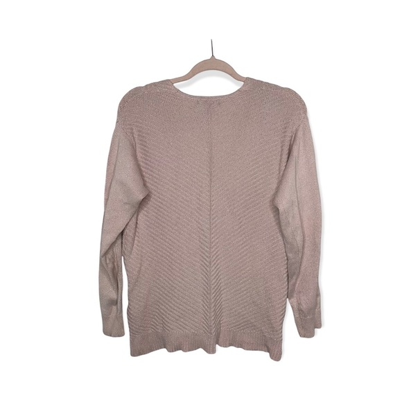 CHAPS Pink V-Neck Sweater with Metallic Silver Foil Threading S - Picture 4 of 8